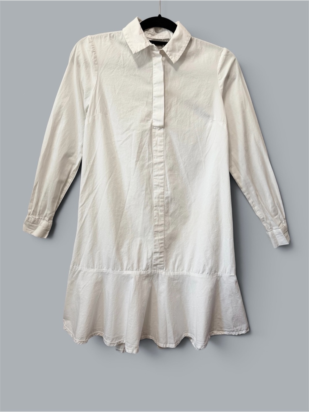 ASOS White Button Front Ruffle Hem Tunic Top Size US 4